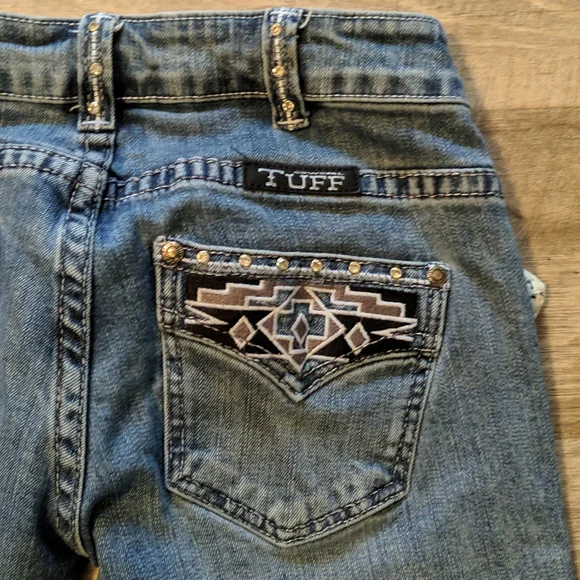 COWGIRL TUFF Sonora bootcut blingy Aztec embroidered blue jeans JS0N0R sz 24x33L - Picture 7 of 15